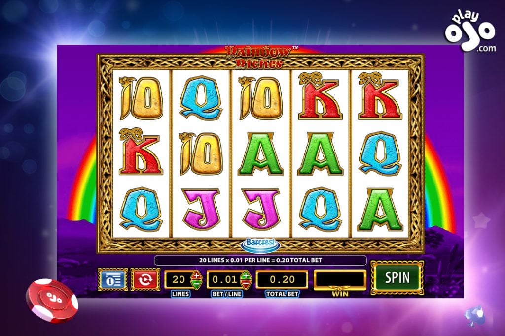 A screenshot of the Rainbow Riches online slot