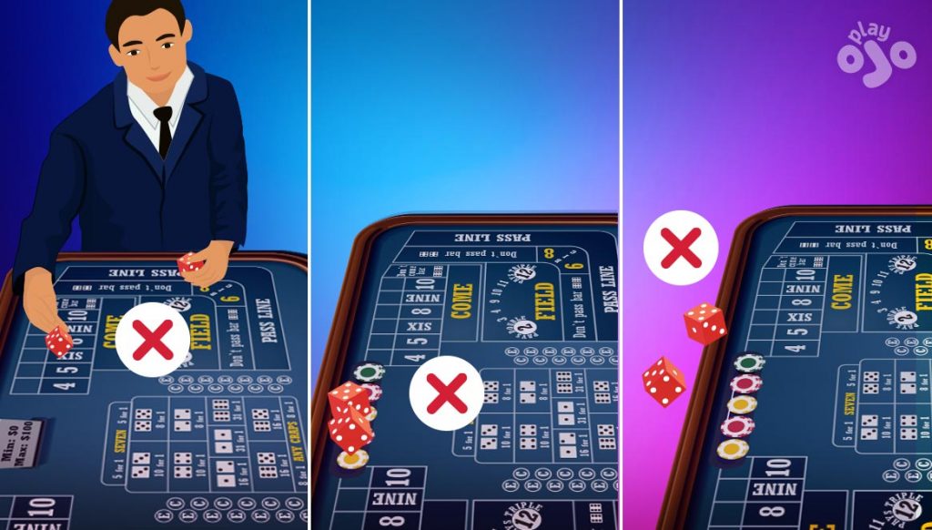 Craps rules say that dice must be thrown together, and not off the table