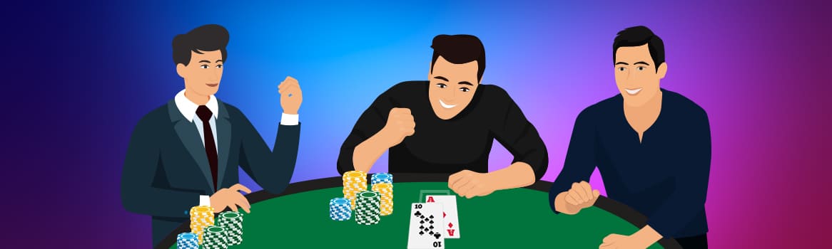 friends playing blackjack at a table